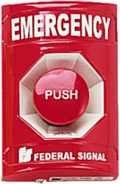 Pull Station with Sounder and Cover, "Emergency", UL and cUL, Red
