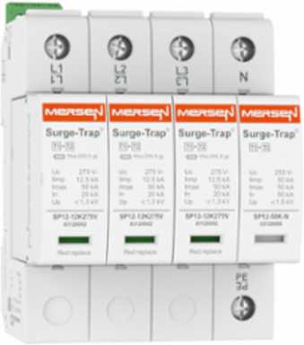 Surge-Trap® Pluggable SPD Type 1+2, 12.5kA, 4-Pole, 320V, DIN-Rail Mountable