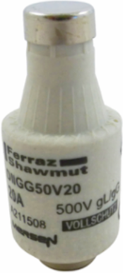 Fusible DII Fuse Link, 500VAC, 20A, Ceramic, Blue Indicator