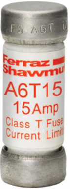Fuse Amp-Trap® 600V 15A Fast-Acting Class T Fuse, Small Size, Copper Connection
