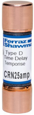 Canadian Fuse 250V 25A Ferrule Mount Class H, 10kA Rating, 0.04 lb Weight
