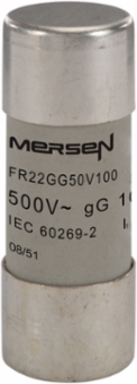 Cylindrical Fuse-Link gG 500V 100A 22x58, Ceramic Body, Silver-Plated Contacts