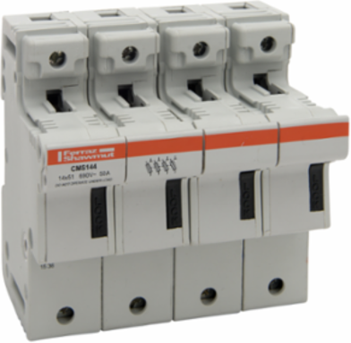 Modulostar® 4-Pole Modular Fuse Holder, 14x51 Fuse Size, IP20, DIN Rail Mounting