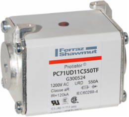 Square Body High-Speed Fuse Protistor® Size 71 aR 1100VAC IEC 1200VAC UL 550A With Striker Flush ends metric threads