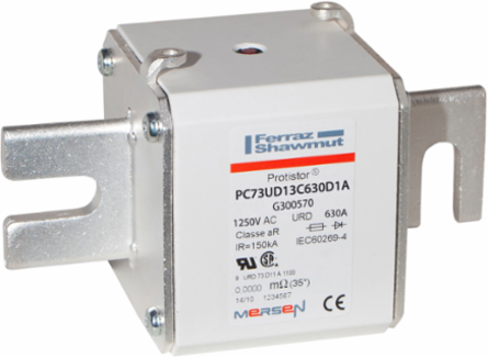 Protistor Size 73 DIN Type Blade Fuse 630 A 1250V AC, Ultra Fast Acting