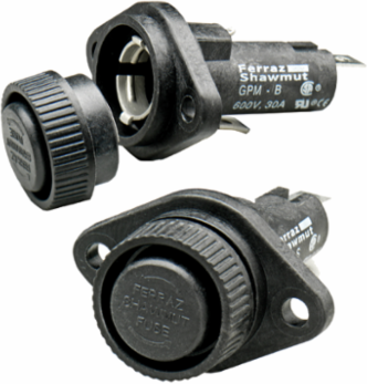600V 30A 1-Pole Fuse Base with 1/4 Inch Quick Connect/Solder