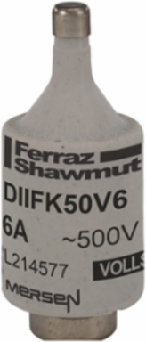 DII Fusible Fuse-Link, 6A, 500VAC, 0.87 Inch, Green, Ceramic Body