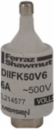 DII Fusible Fuse-Link, 6A, 500VAC, 0.87 Inch, Green, Ceramic Body