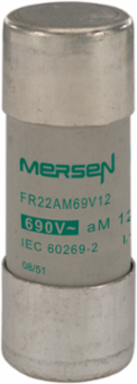 Cylindrical Fuse-Link aM 690VAC 22x58, 8A, Silver-Plated Copper, Ceramic Body