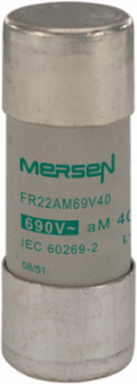 Cylindrical Fuse-Link aM 690VAC 22x58 40A, Ceramic Body, Silver-Plated Contacts