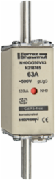 NH Fuse-Link gG, 500VAC, Size 0, 63A, Double Indicator, Clip Mounting
