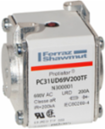 Protistor Size 31 Ultra-Fast Acting Fuse Link, 690V, 200A, Threaded Holes