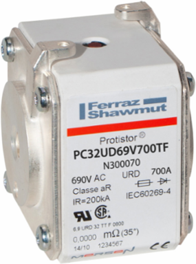 Protistor SB aR Fuse-Link, Size 32, 690VAC IEC, 700A, Silver-Plated Brass