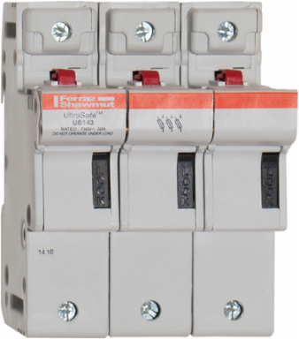 UltraSafe™ Modular Fuse Holder, 3-Pole, 14x51, DIN Rail Mount, IP20, 50 A Rating