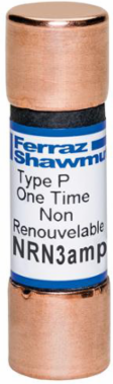 Canadian Fuse Class H 250V 3A Ferrule Mount, 10kA, 0.56 Inch Diameter, Paper Body