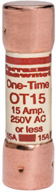 Fast-Acting Class K5 Fuse 250V 15A with 50 kA Breaking Capacity, 2 Inch Length