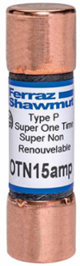 Fast-Acting Class K5 Fuse, 15 Amp, 250 Volt, 10 kA Interrupting Capacity