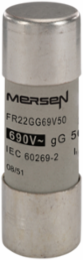 Cylindrical Fuse-Link gG 50A 22x58, 690V, Ceramic Body, Silver-Plated Contacts