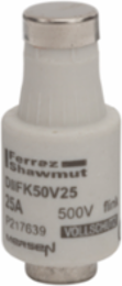D Type Flink Fuse, 500VAC, 25A, DII, Yellow, 0.87 Inch Diameter