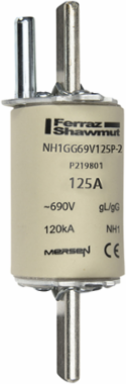 NH Fuse-Link gG, 690VAC, Size 1, 125A, 80kA Breaking Capacity