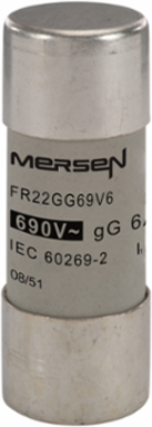 Cylindrical Fuse-Link gG 690V 22x58, 6A, Ceramic Body, 120kA Breaking Capacity