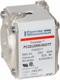 Protistor 32 aR High-Speed Fuse, 690V AC, 800A, Ceramic Body