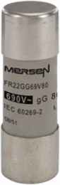 Cylindrical Fuse-Link gG 690VAC 22x58, 80A, Ceramic Body, 120 kA Breaking Capacity