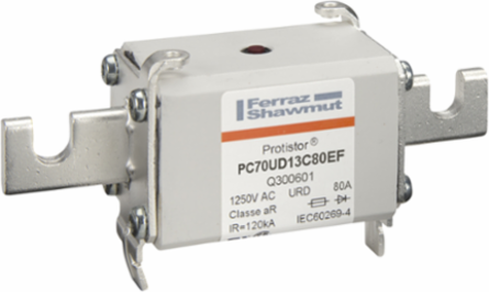 Protistor Size 70 aR Ultra-Fast Acting Fuse, 80 A, 1250 V, Silver-Plated Copper