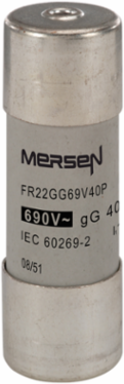 Cylindrical Fuse-Link gG 690VAC 22x58, 40A, Ceramic Body, Silver-Plated Contacts