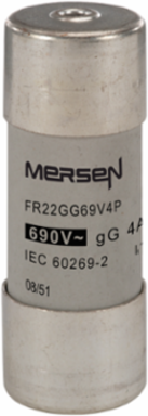 Cylindrical Fuse-Link gG 690V 22x58, 4A, Ceramic Body, Striker Version