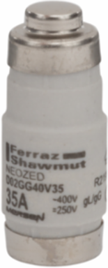 Neozed D0 Fuse-Link gG, 400VAC, Clip Mount, 35A, Black, Ceramic Body