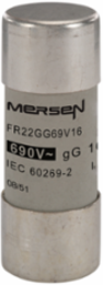 Cylindrical Fuse-Link gG 22x58 Inch, 16A, 690V, Ceramic Body, Silver-Plated Contacts