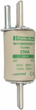 NH Fuse-Link aM 690VAC, Size 1, 250A, Lead Free, Clip Mount
