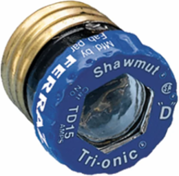 Plug Fuse 125V 15A Time Delay Screw Mount with Visual Indicator, 1.29 Inch Length