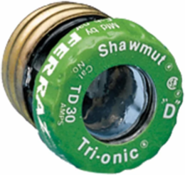 Plug Fuse 125V 30A Time Delay with Visual Indicator, 1.29 Inch Length, Brass Connection