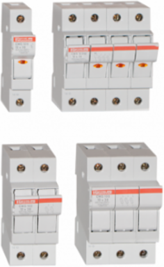 US10 modular fuse holder, UL+IEC, 3P, 10x38, MIDGET, DIN rail mounting, IP20