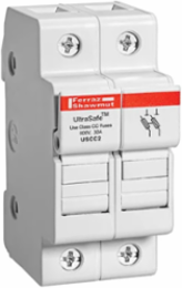 UltraSafe™ 600V 30A Class CC 2-pole Fuse Holder, IP20 Finger-Safe, DIN Rail Mounting