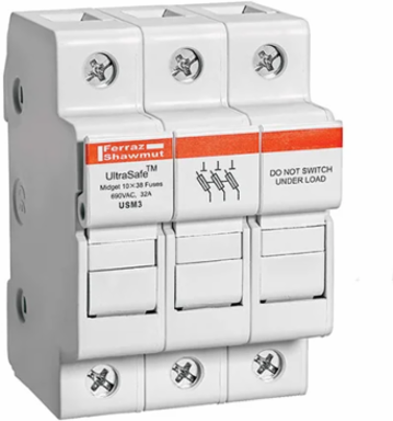 UltraSafe™ 3-Pole Fuse Holder 800V 30A with DIN Rail Mounting
