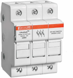 UltraSafe™ 3-Pole Fuse Holder 800V 30A with DIN Rail Mounting
