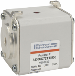 Square Body High-Speed Fuse Protistor® Size 72 aR 1250VAC IEC 1300VAC UL 550A With Striker Flush ends UNC threads