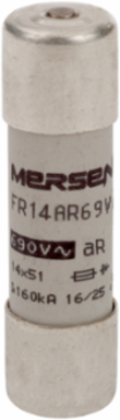 Protistor 14x51 Cylindrical Fuse-Link, 690V, 25A, Ceramic Body, aR Speed