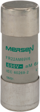 aM Fuse-Link 690VAC 22x58, 6A, Silver-Plated Copper, Ceramic Body
