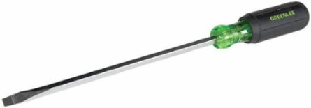 Heavy Duty Flat Blade Screwdriver 1/4 Inch Tip, 8 Inch Shank Length, Cushioned Grip