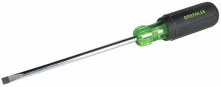 Heavy Duty Round Shank Flat Blade Screwdriver 1/4 Inch Tip, 6 Inch Shank Length
