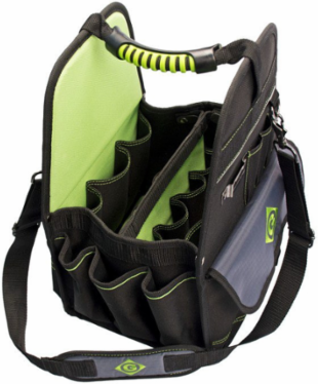 11 Inch Electrician's Open Tool Carrier, Poly and Nylon Ripstop, 27 Pockets, 17 Inch Depth