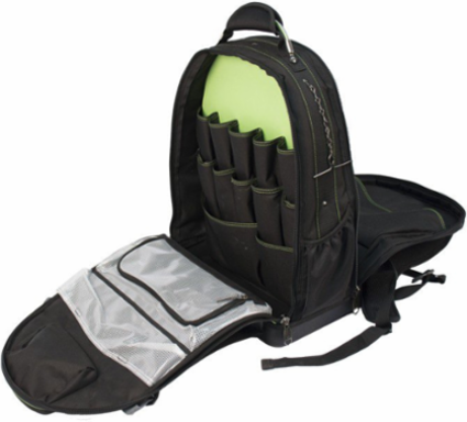 Professional Tool Backpack, 30 Pockets, 20-1/2 Inch Length, Black, Waterproof Base