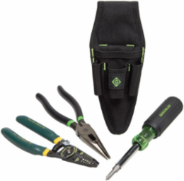 Electricians 4 Piece Basic Tool Kit, 13 x 5.85 x 4.4 Inch, Long Nose Pliers, Wire Stripper