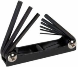 9-Piece Folding Hex-Key Set, Sizes 5/64-1/4 Inch, Powder-Coated Case