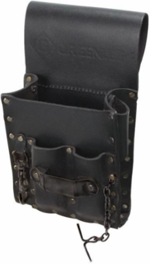 Heavy-Duty 5-Pocket Leather Pouch 11 Inch x 3-1/2 Inch x 6 Inch, Top Grain Leather