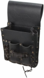 Heavy-Duty 5-Pocket Leather Pouch 11 Inch x 3-1/2 Inch x 6 Inch, Top Grain Leather